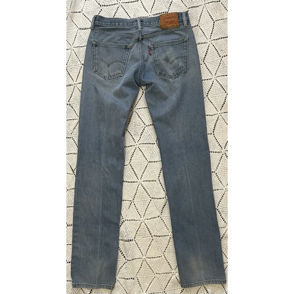100% Cotton Levis 505 Straight Leg Jeans 31x36 Light Vintage Faded Denim USA 90s